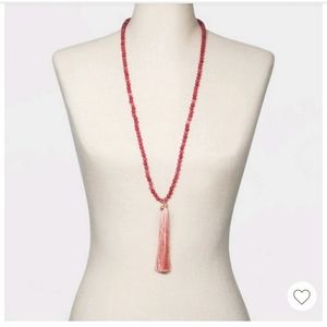 Pink 🌸 Beaded Necklace with Tassel